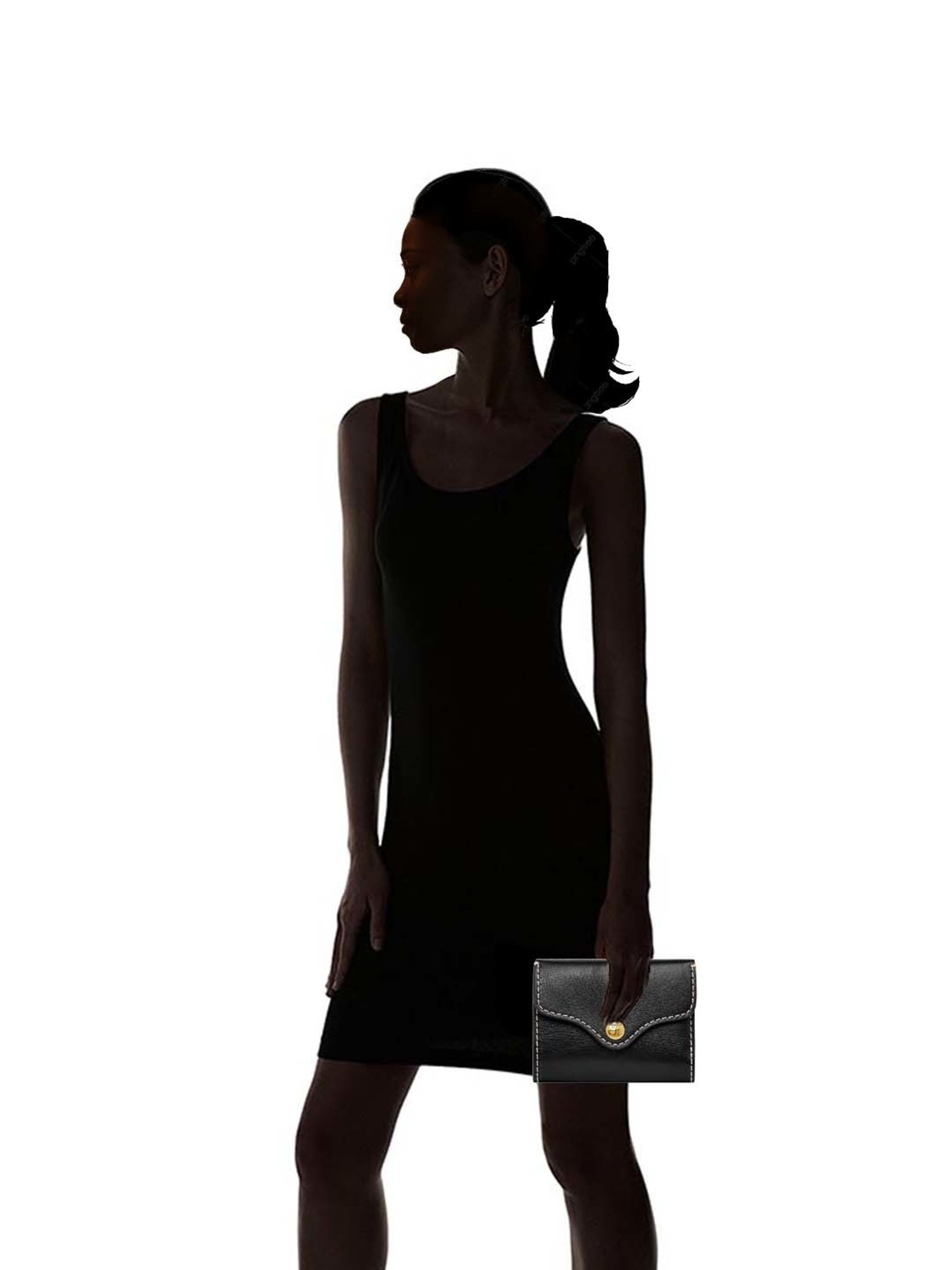 Fossil Heritage Black Solid Tri-Fold Wallet for Women