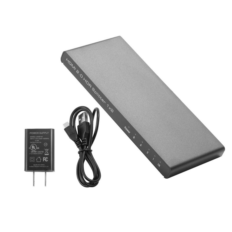 Insten Aluminum 4K HDMI Splitter 4k@60HZ 1 in 2 Out HDMI 2.0 Support 18 Gbps HDCP 2.2 EDID 3D for PS4 Xbox BluRay Player Laptop HDTV Monitor Projector