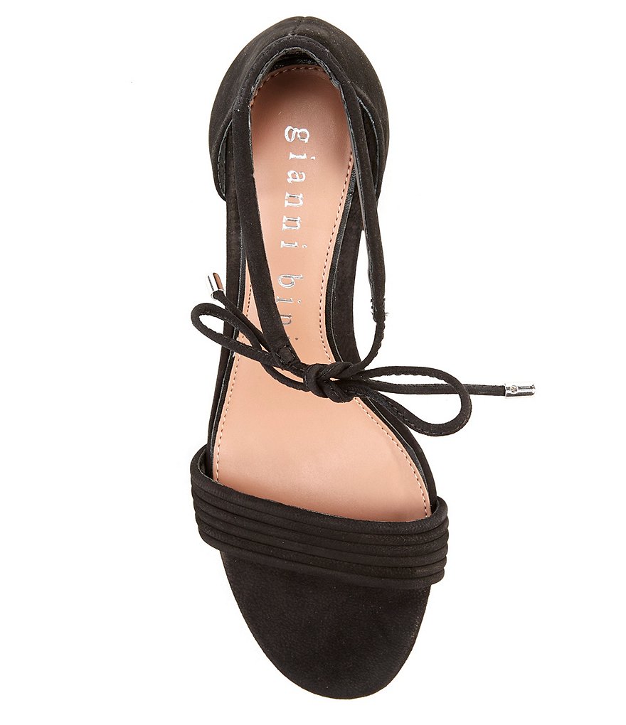 Gianni Bini Rhiaann Suede Ankle Tie Block Heel Sandals