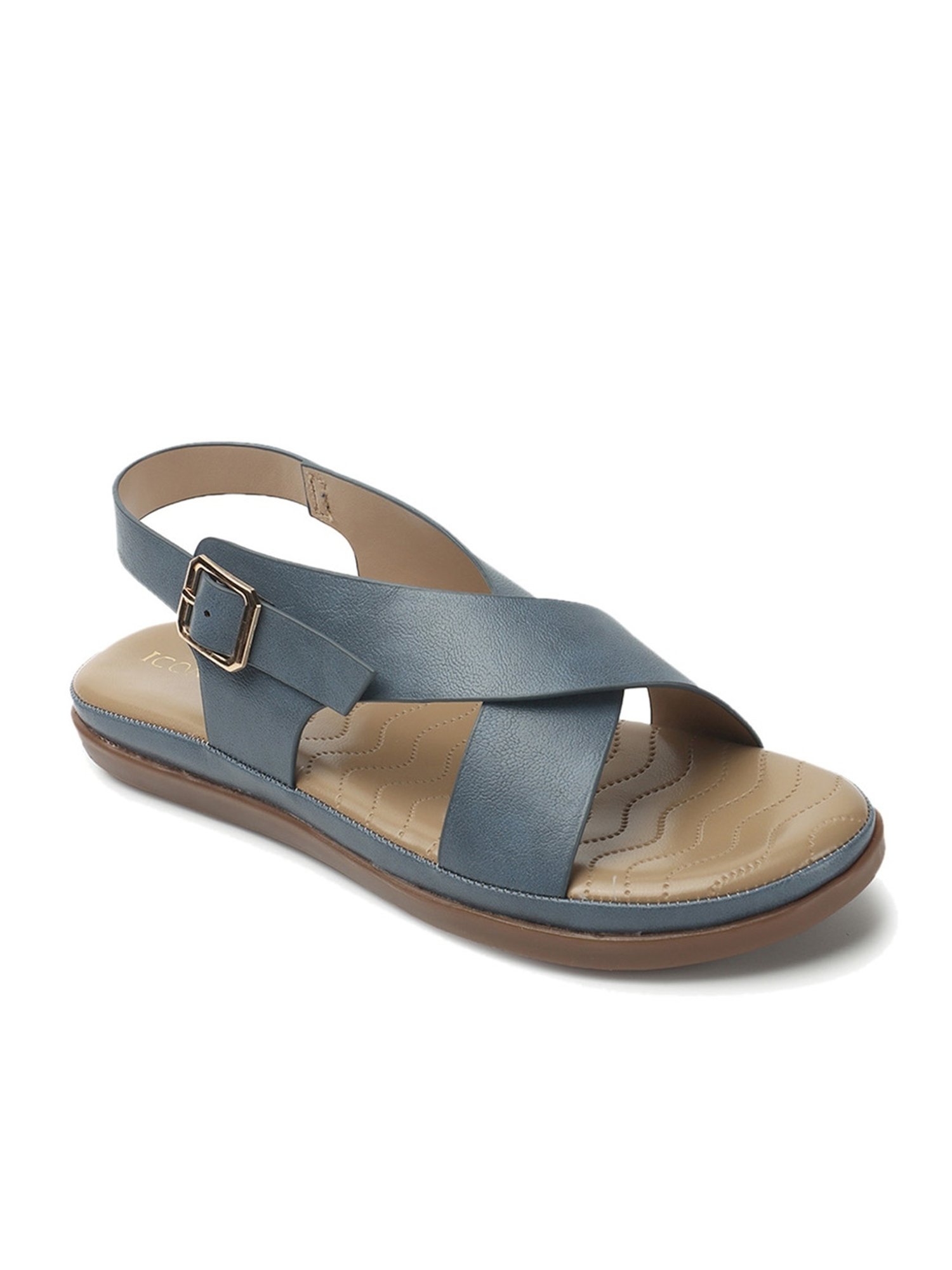 Iconics Women's Blue Cross Strap Sandals