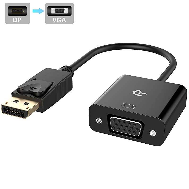 DisplayPort DP to VGA Adapter Gold Plated Converter Black