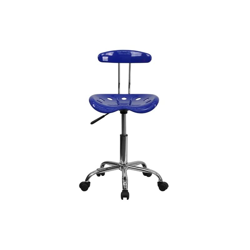 Vibrant Nautical Blue and Chrome Swivel Task Office Chair with Tractor Seat