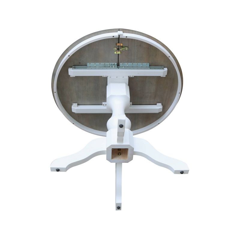 Kent 36" Round Top Dual 12" Drop Leaf Dining Table White/Heather Gray - International Concepts