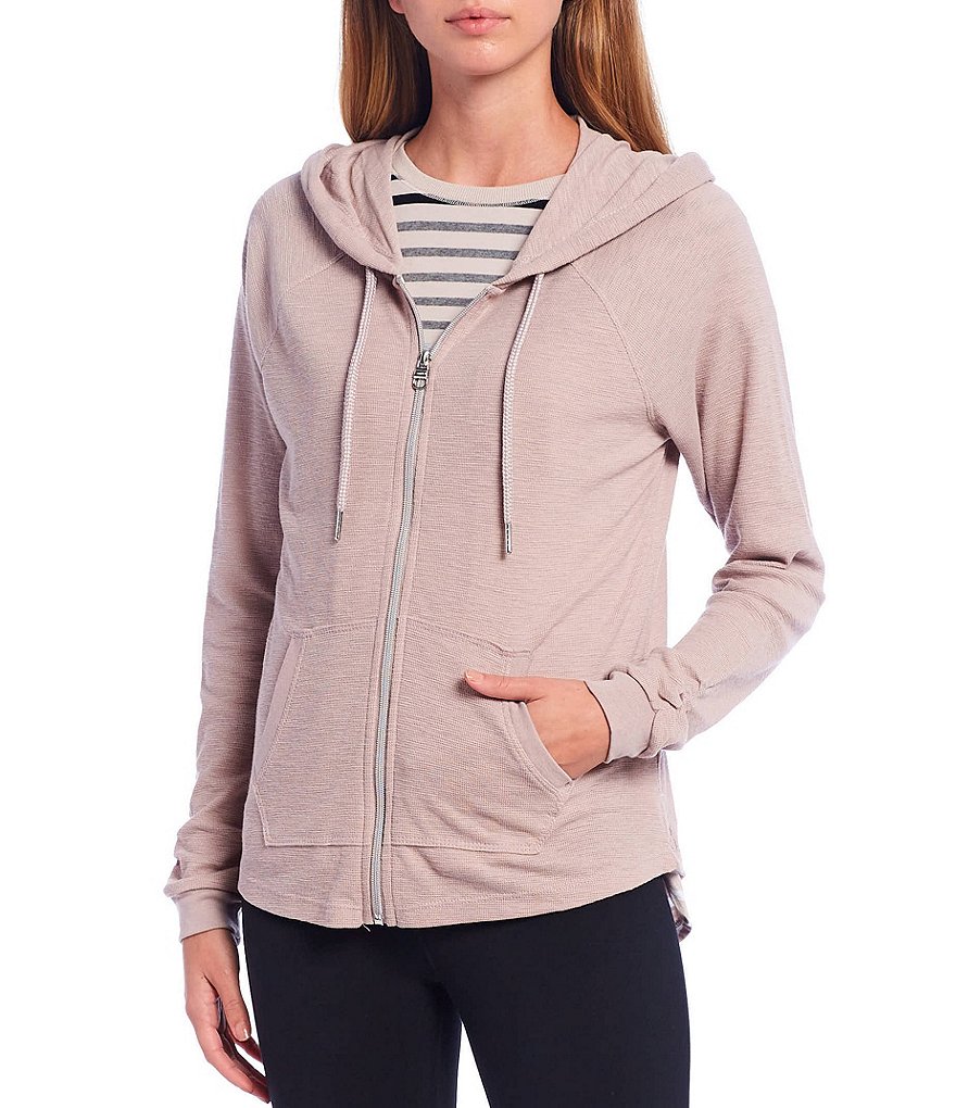 Splendid Knit Zip Up Drawstring Hoodie