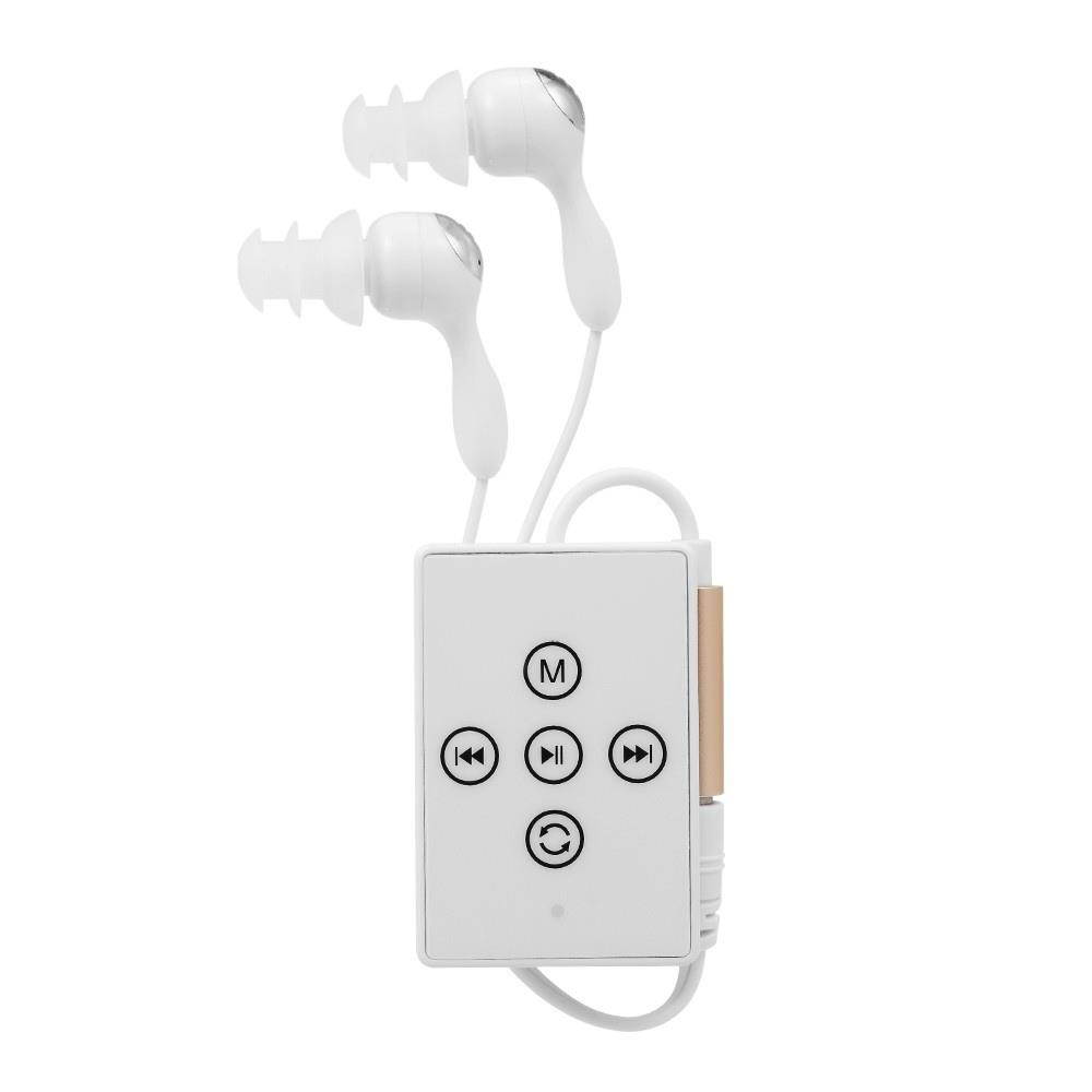 K12 IPX8 Waterproof MP3 Player 8GB Music Player with Headphones FM Radio Back Clip Design for Swimming Running Diving