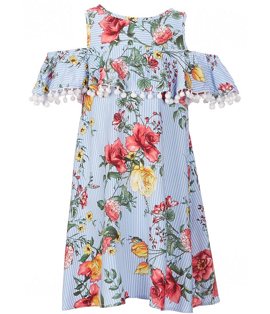 Ava & Yelly Big Girls 7-16 Floral/Stripe Flounce Shift Dress