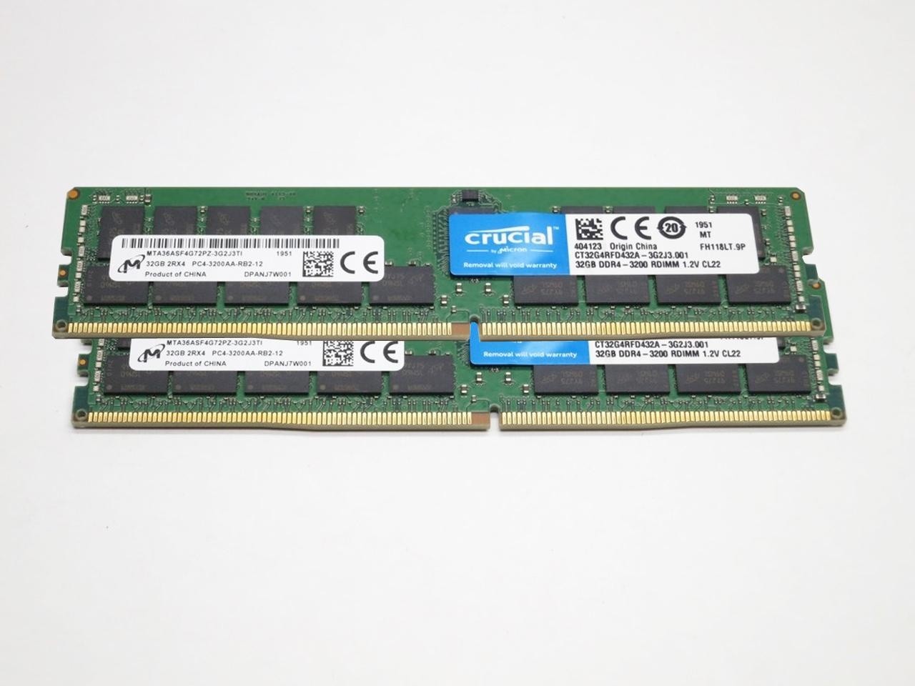 64GB Kit (2 x 32GB) DDR4-3200 PC4-25600 ECC Registered Memory for ASRock Rack EPYCD8-2T Board by Crucial RAM