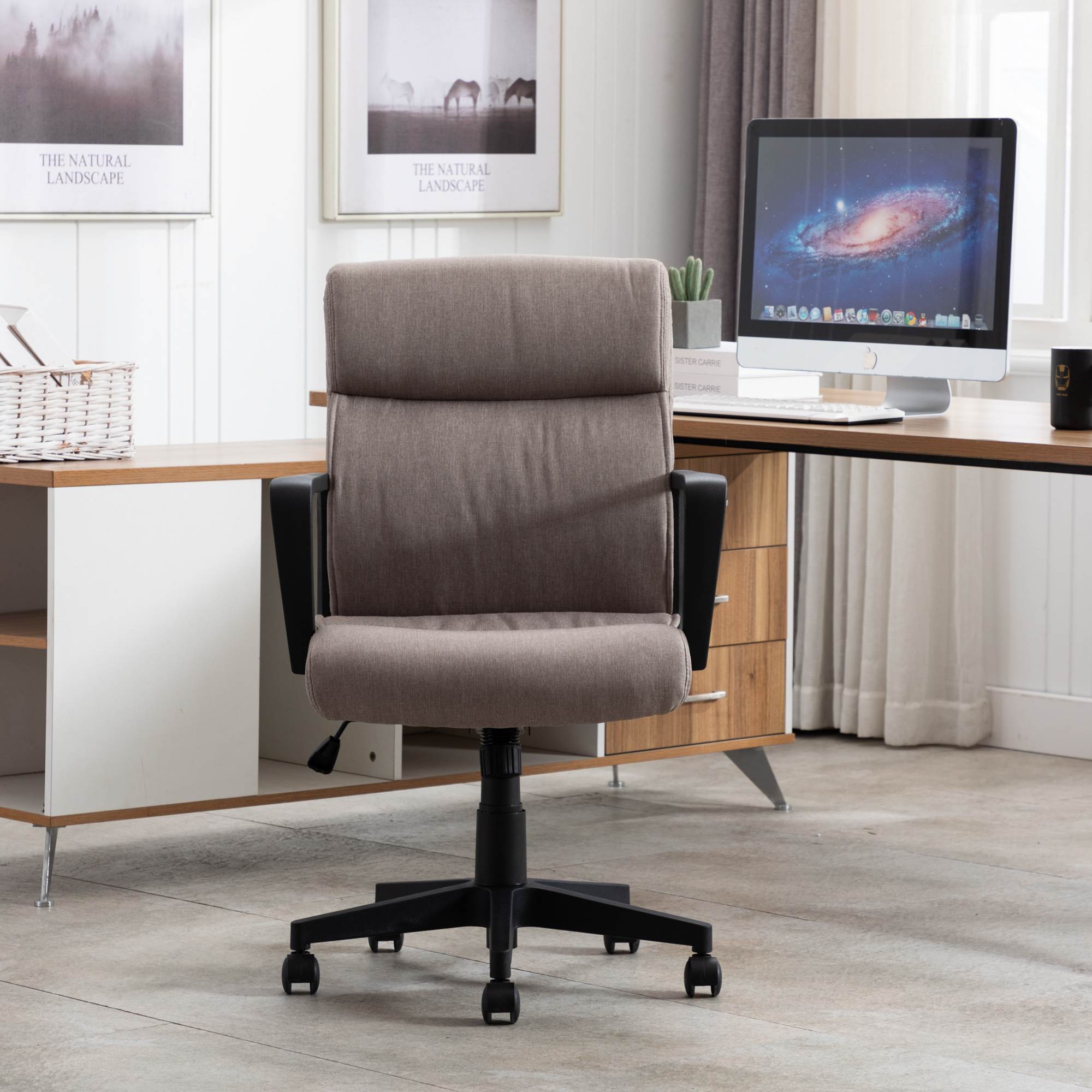 Task chair wheels, Upholstered Home Office Desk Modern Swivel Accent Chair