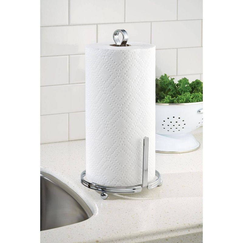 iDESIGN York Lyra Paper Towel Holder Stand Silver