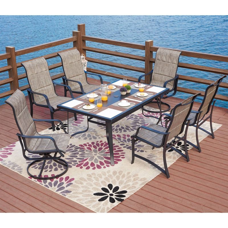 7pc Steel Patio Dining Sets Gray - Lokatse