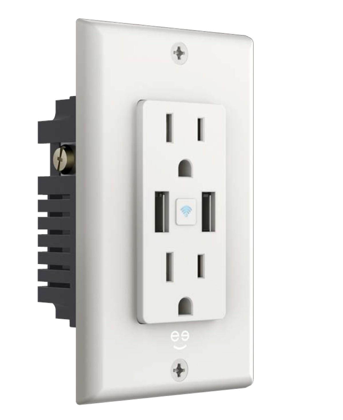 Geeni Wi-Fi Smart Wall Outlet With 2 Plugs + 2 USB Ports