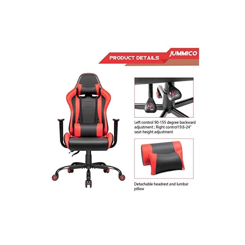Gaming Chair High-Back PU Leather Racing Chair Ergonomic Computer Desk Executive Home Office Chair with Headrest and Lumbar Support (Blue)