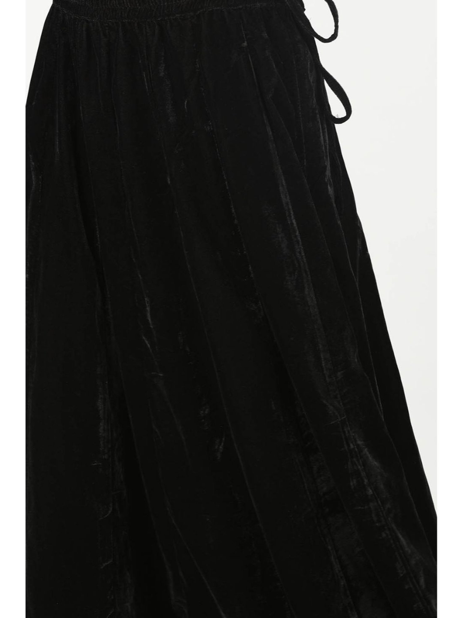 Mustard Black Velvet Skirt