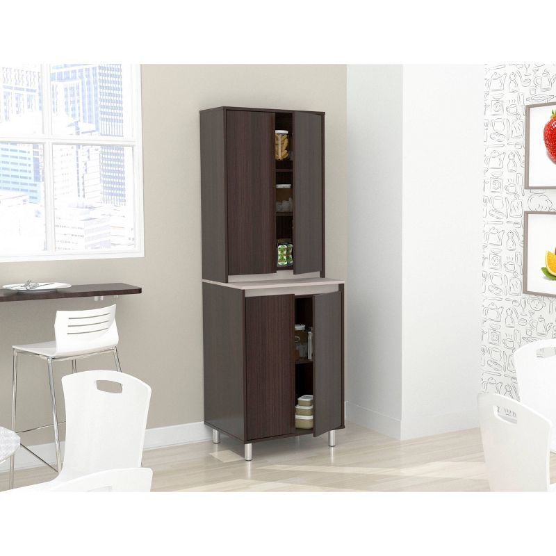 4 Door Breakroom Cabinet Espresso/Amber Gray - Inval