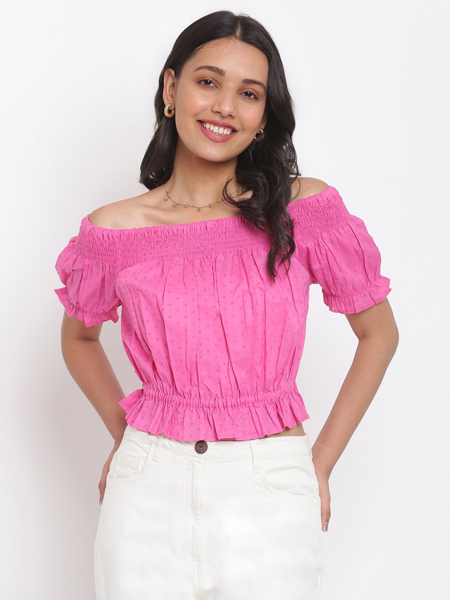 Fabindia Pink Cotton Printed Top