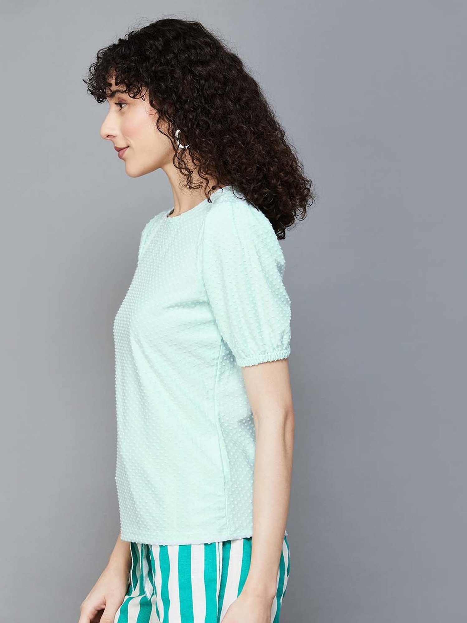 Fame Forever by Lifestyle Green Self Pattern Top