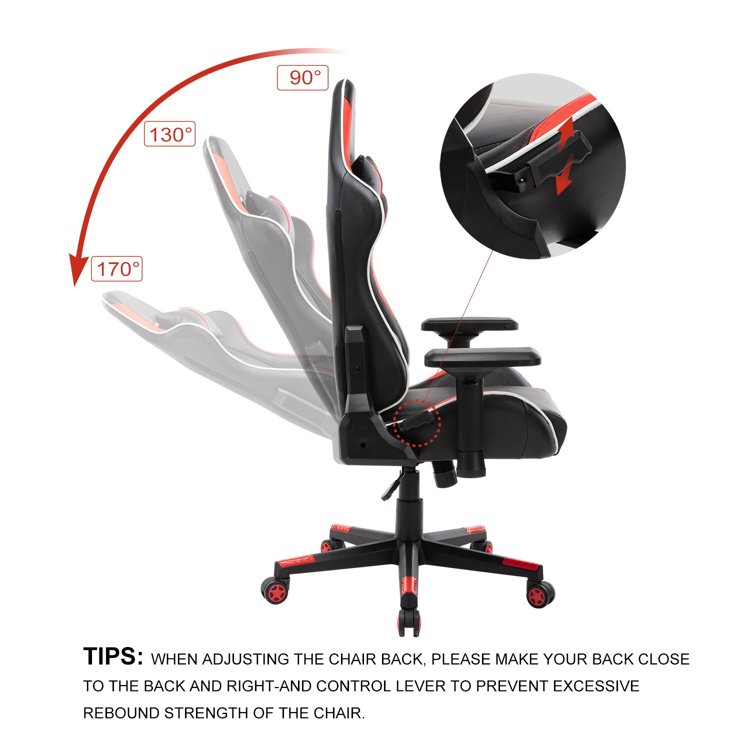 Gaming Chair Ergonomic PU Leather Office Chair High Back Computer Chair Adjustable Back Desk Chair with Adjustable Armrests Headrest and Lumbar Support