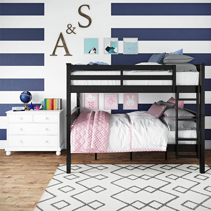 Dolan Full over Full Bunk Bed with USB Port Black - Dorel Living