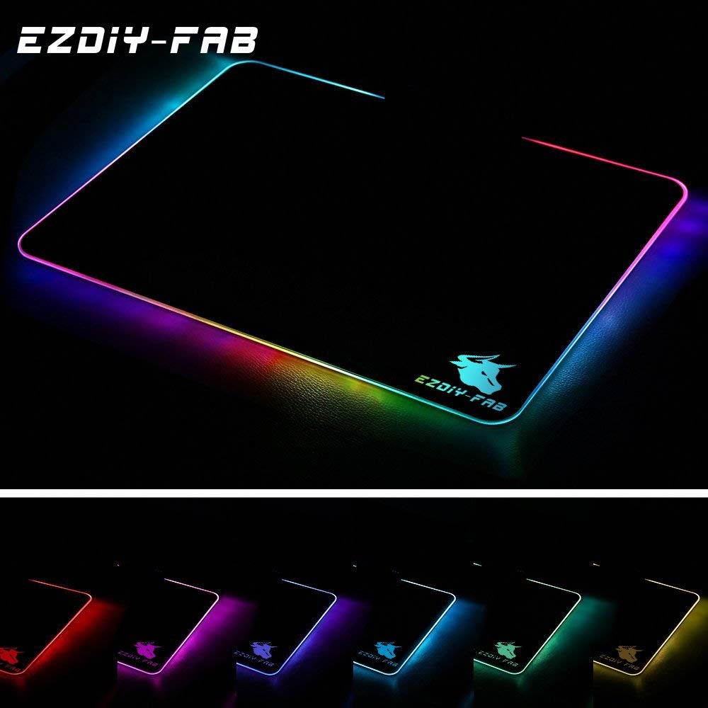 RGB LED Mouse Pad mat, Led Gaming RGB Mouse Pad-Comfortable RGB Lighting Big Hard Computer Mice Mat for Gamer, Waterproof,14.8x11.9 Inches Black