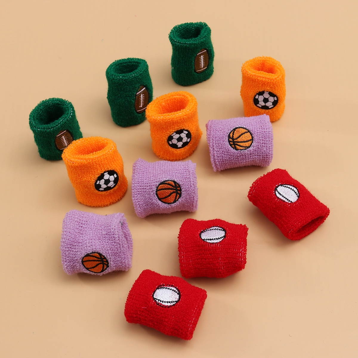 12PC Sports Wristband Sweaty Towel Running Basketball Wrist Guard Stretchy Sponge Bands for Kids (Random Color)