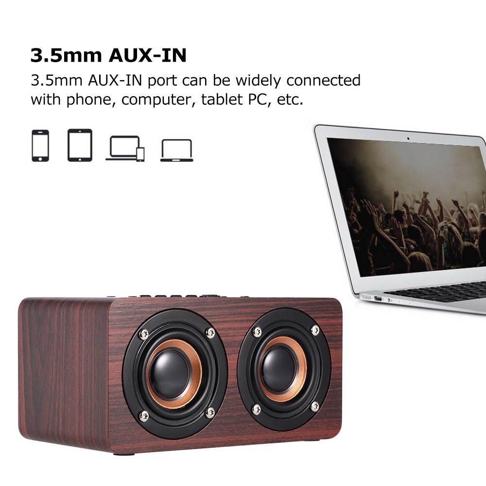 W5 Red Wood Grain Speaker Bluetooth 4.2 Dark
