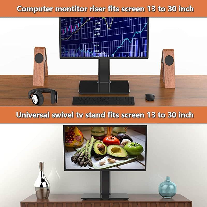 LCD Computer Monitor FreeStanding Desk Stand Riser for 13 inch to 32 inch Screen with Swivel Height Adjustable Rotation Holds One 1 Screen up to 77LbsHT05B001