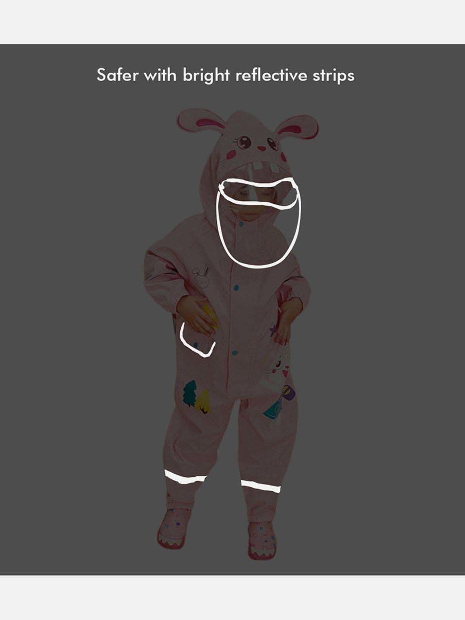 Little Surprise Box Kids Pink Printed Full Sleeves Raincoat