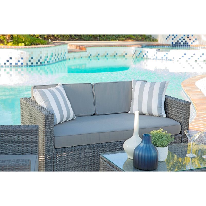 Alicia 4pc Outdoor Squared Wicker Sofa Set - Dark Gray - Coaster