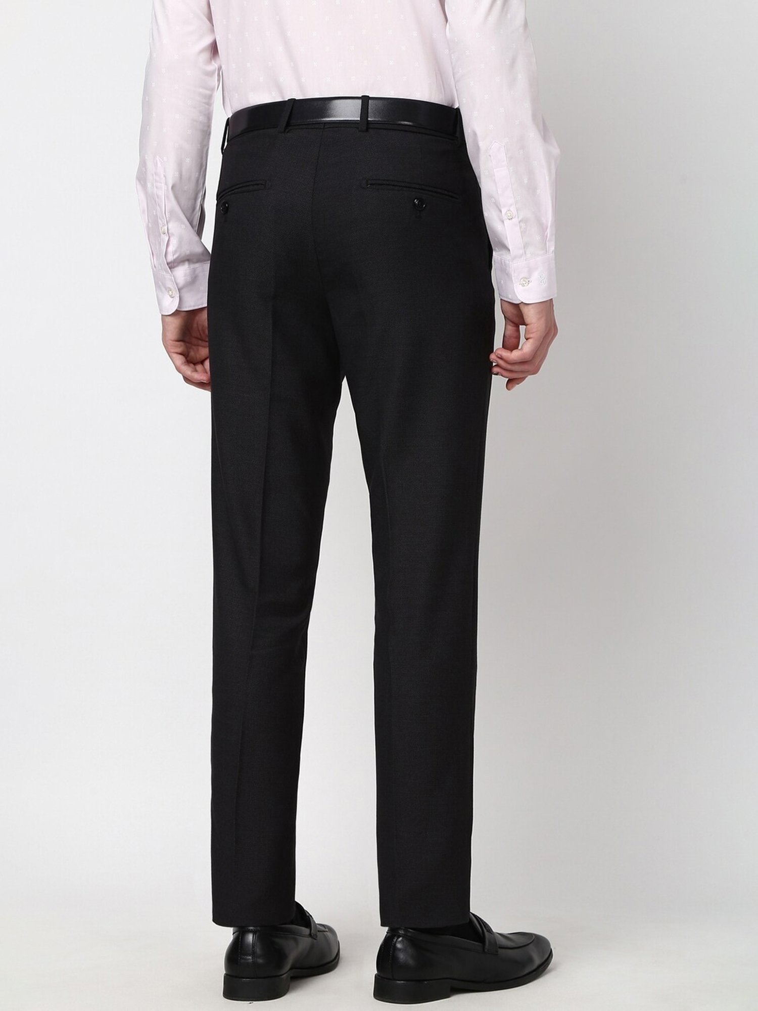 Peter England Black Slim fit Solid Formal Trouser