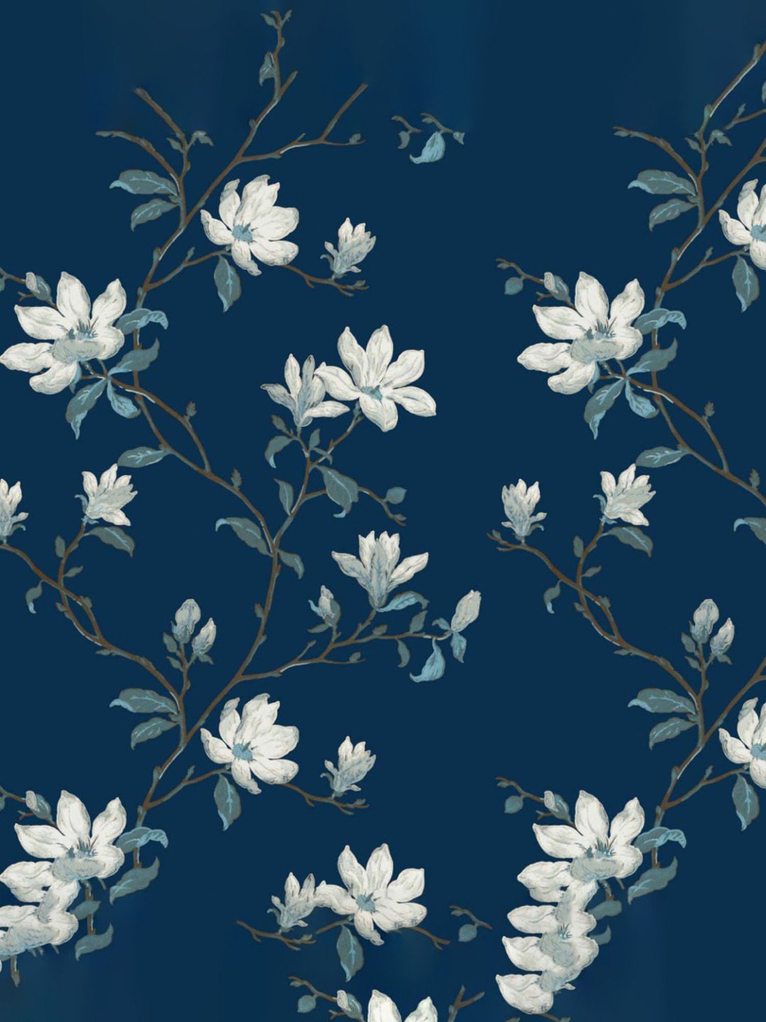 SPACES DRAPE STORY Elegant Floral Blue & Beige Polyester 7 ft Door Curtains - Set of 4