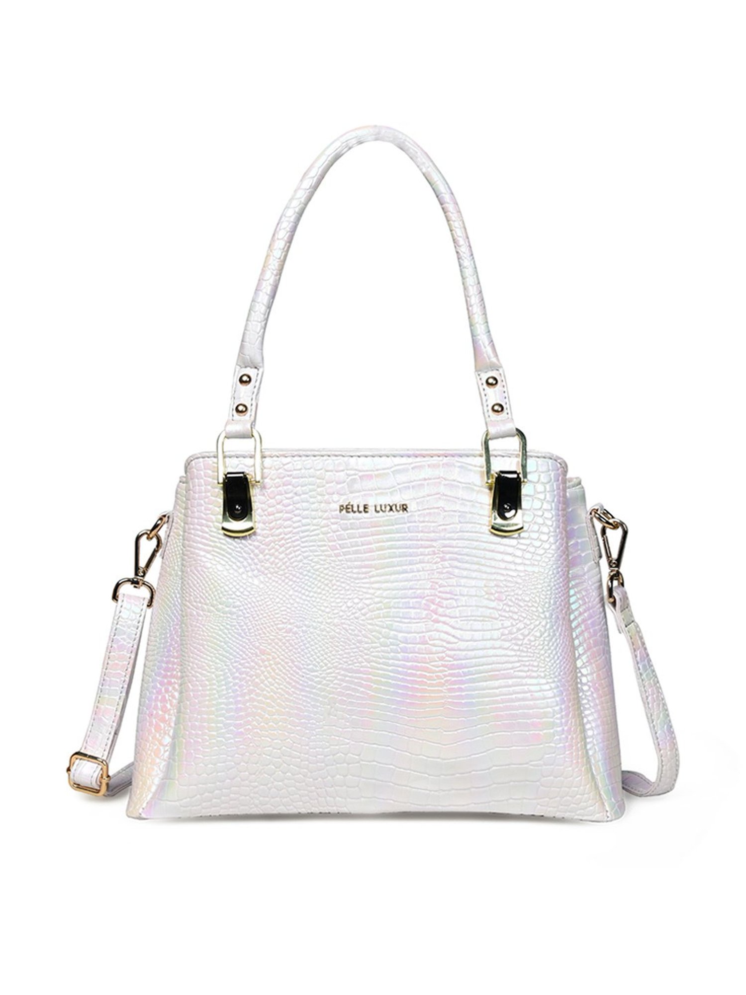 PELLE LUXUR White Animal Effect Medium Satchel