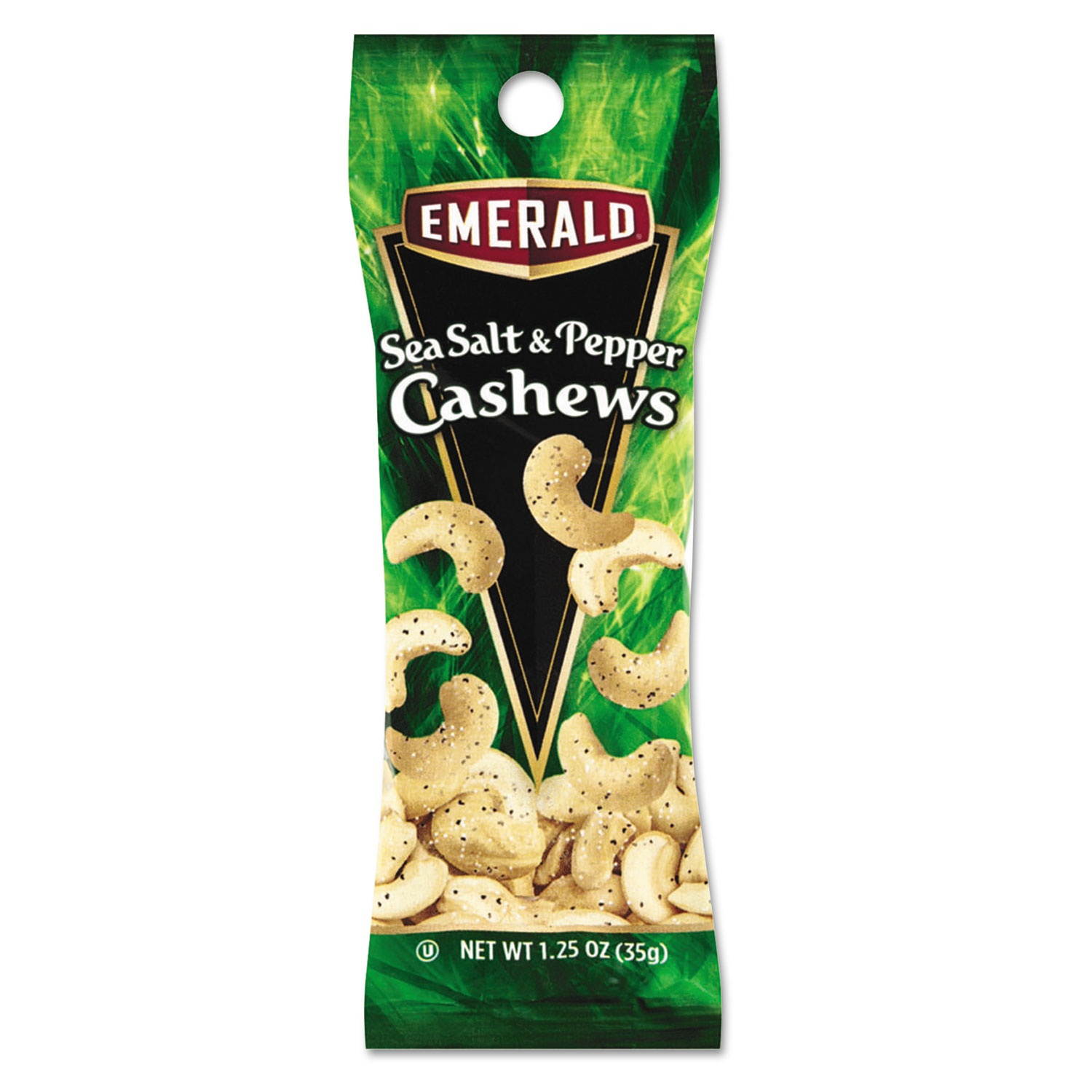 Emerald Sea Salt and Pepper Cashews 1.25 oz. Tube Package 12/Box 93817