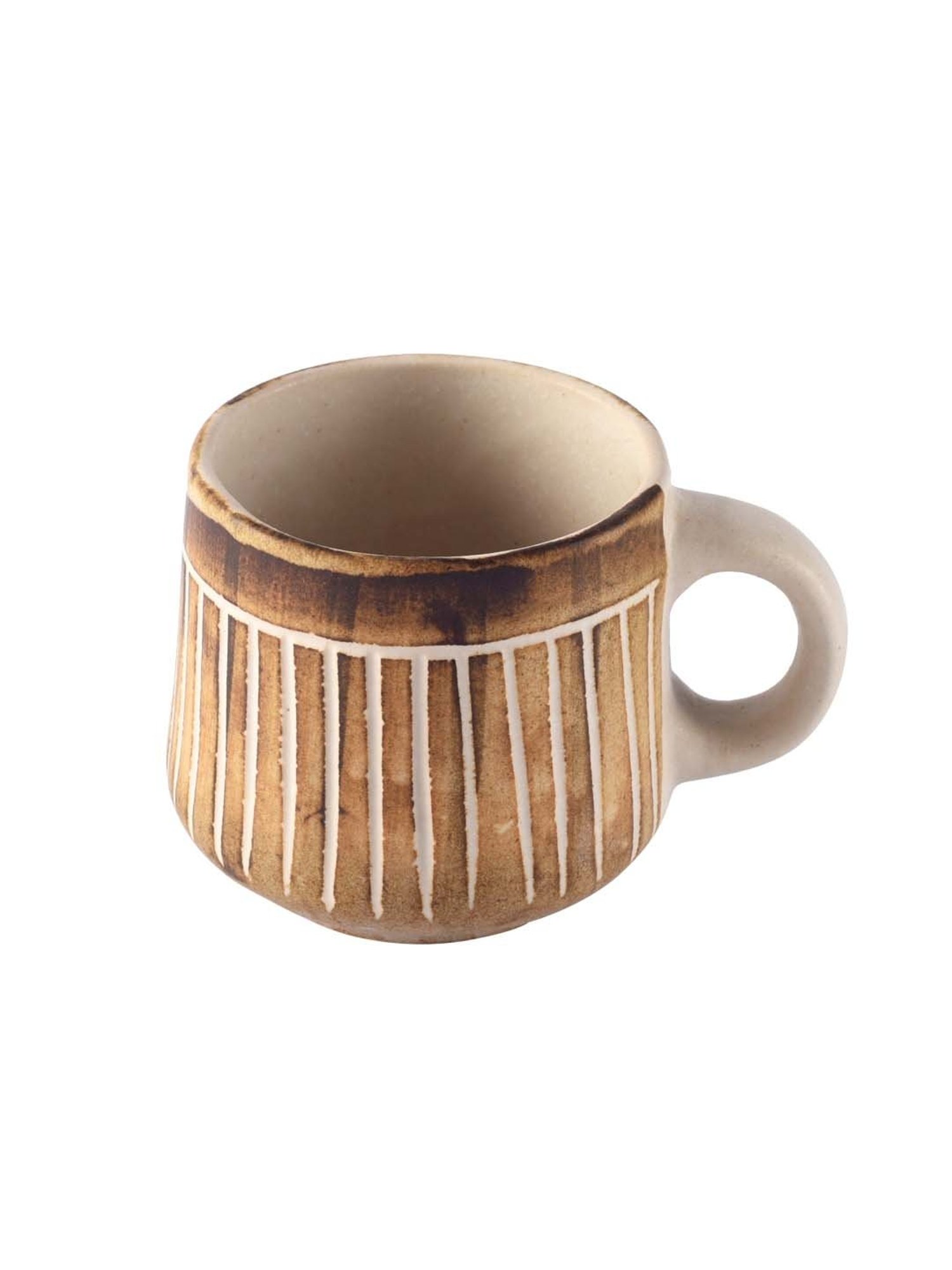 Unravel India Brown Ceramic Coffee Mug - Set of 6