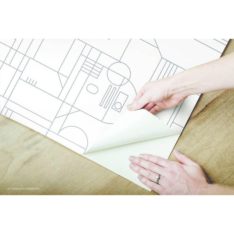 Star Wars R2D2 Geometric Peel and Stick Wallpaper White - RoomMates