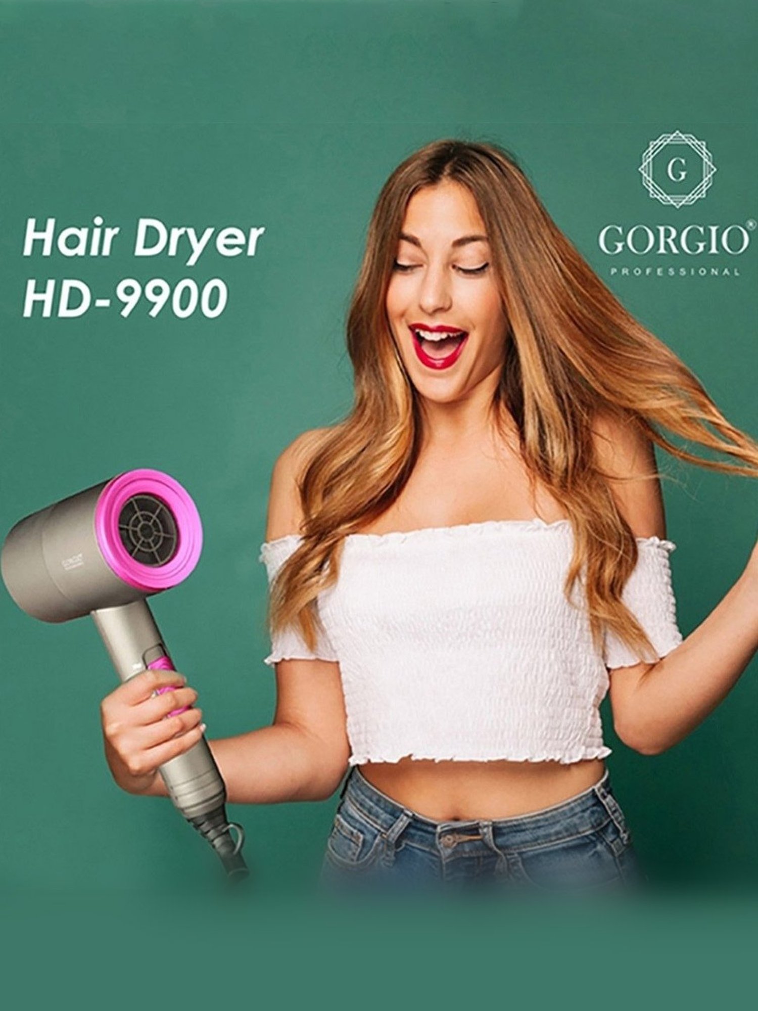 Staunch SHD2011 1600W Compact and Foldable Hair Dryer (White and Pink)