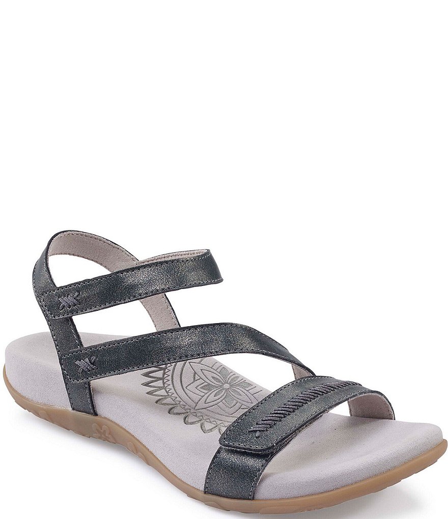 Aetrex Gabby Banded Stitch Detail Wedge Sandals
