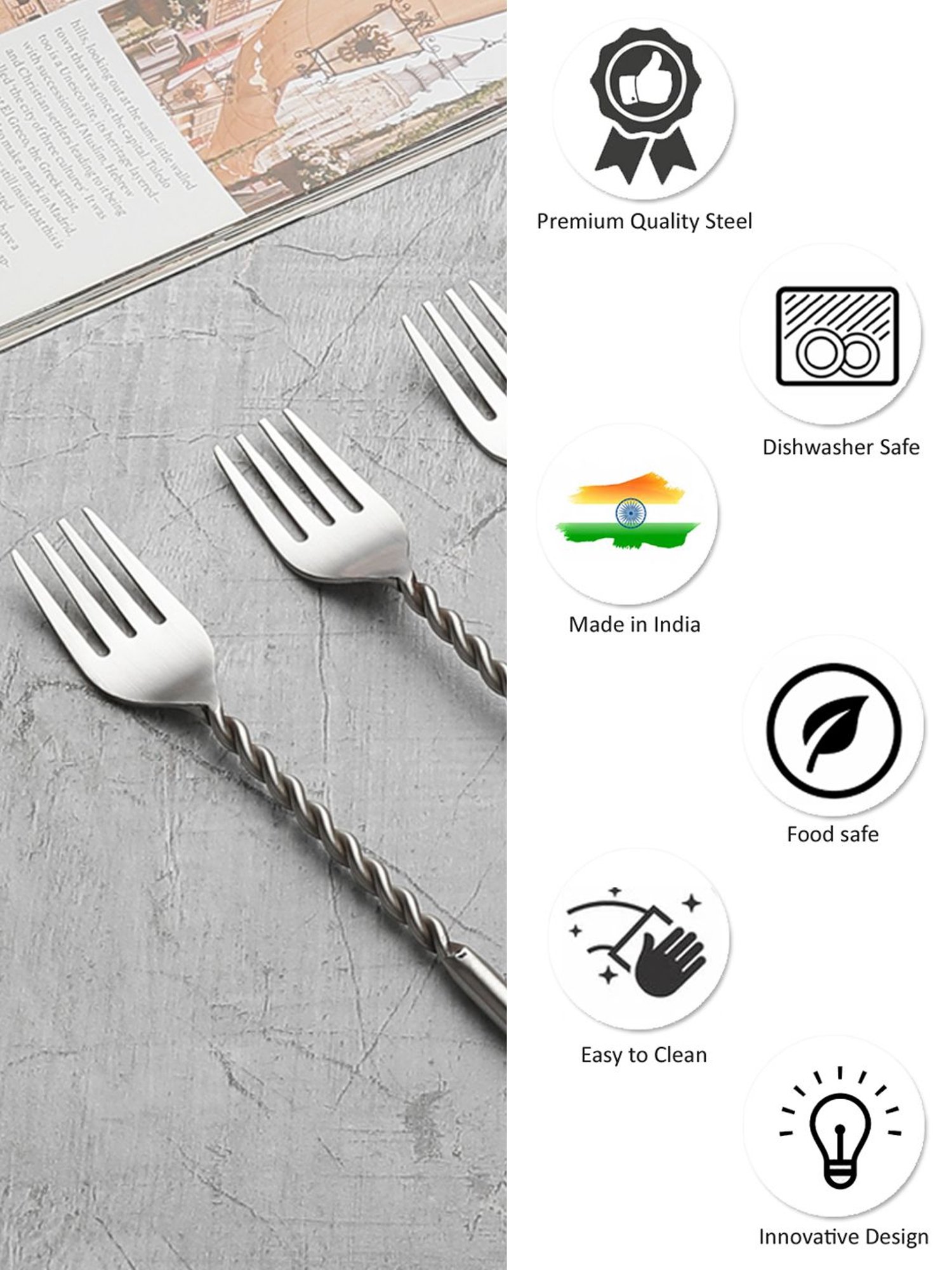FnS Creta Silver Stainless Steel Dinner Fork - Set of 12