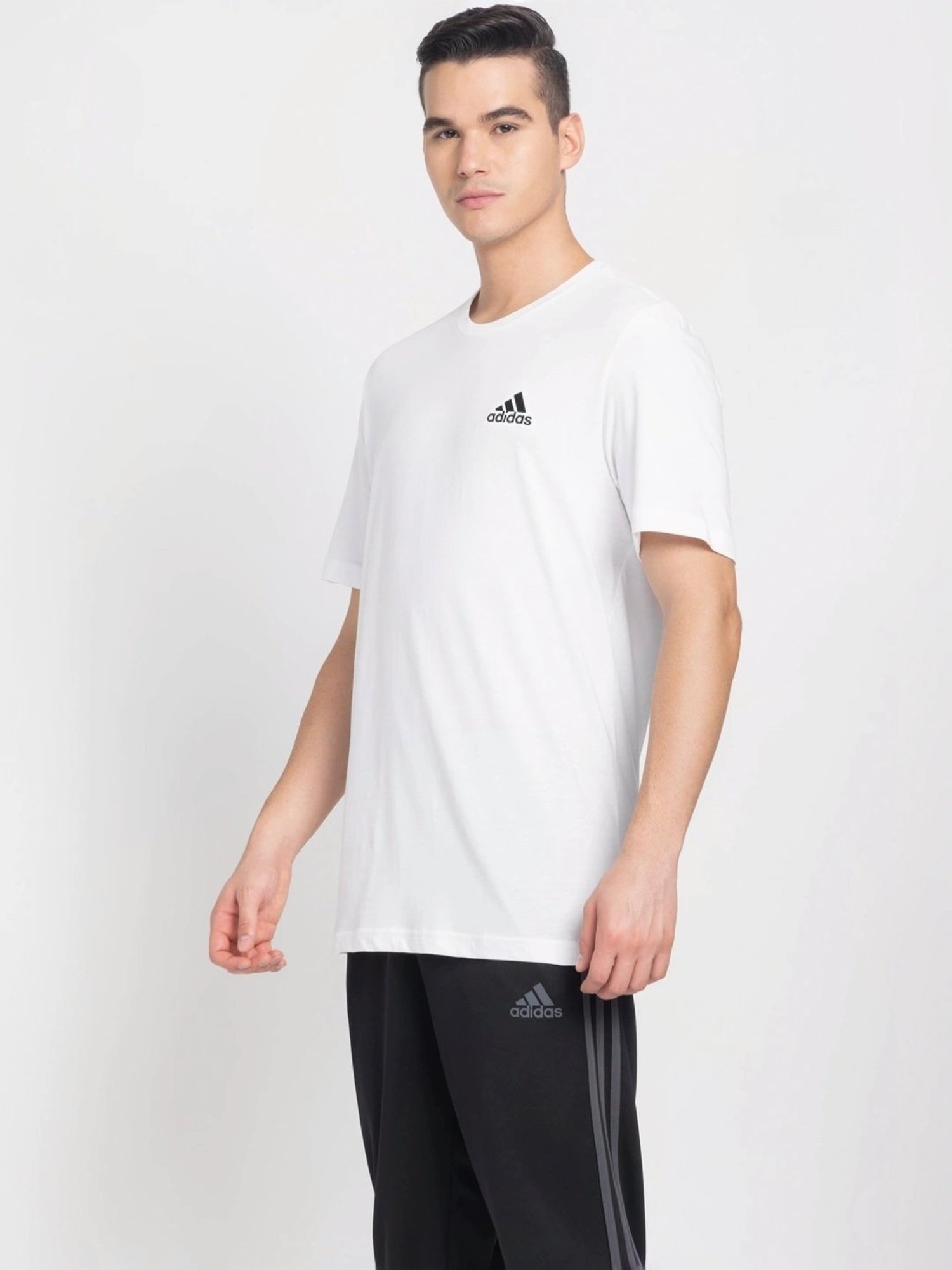 Adidas White Cotton Regular Fit T-Shirt