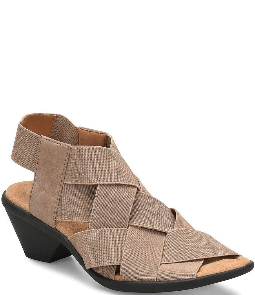 Comfortiva Farrow Elastic & Suede Woven Block Heel Sandals