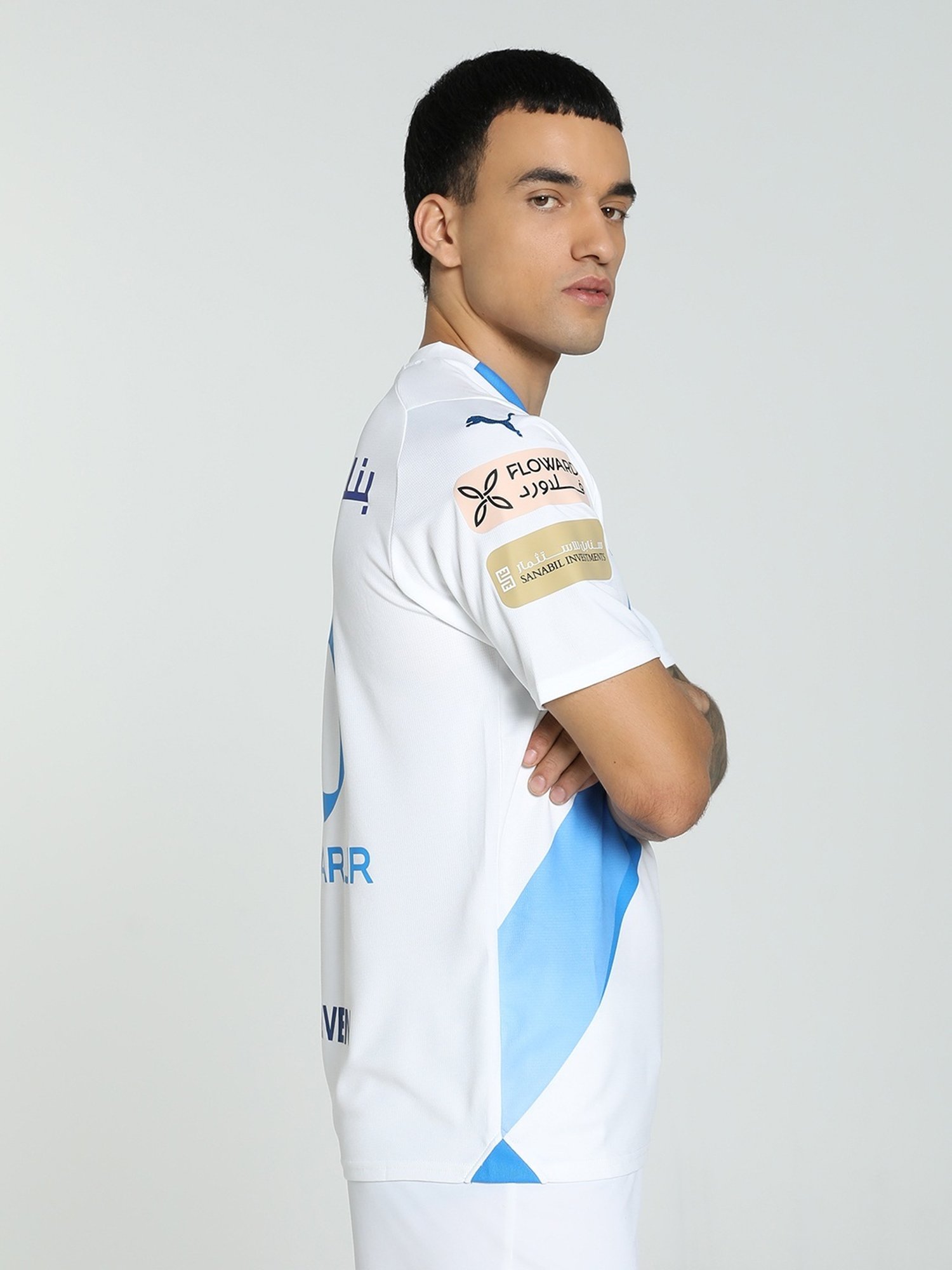 Puma Al Hilal SFC Neymar White-Ignite Blue Regular Fit Printed Sports T-Shirt