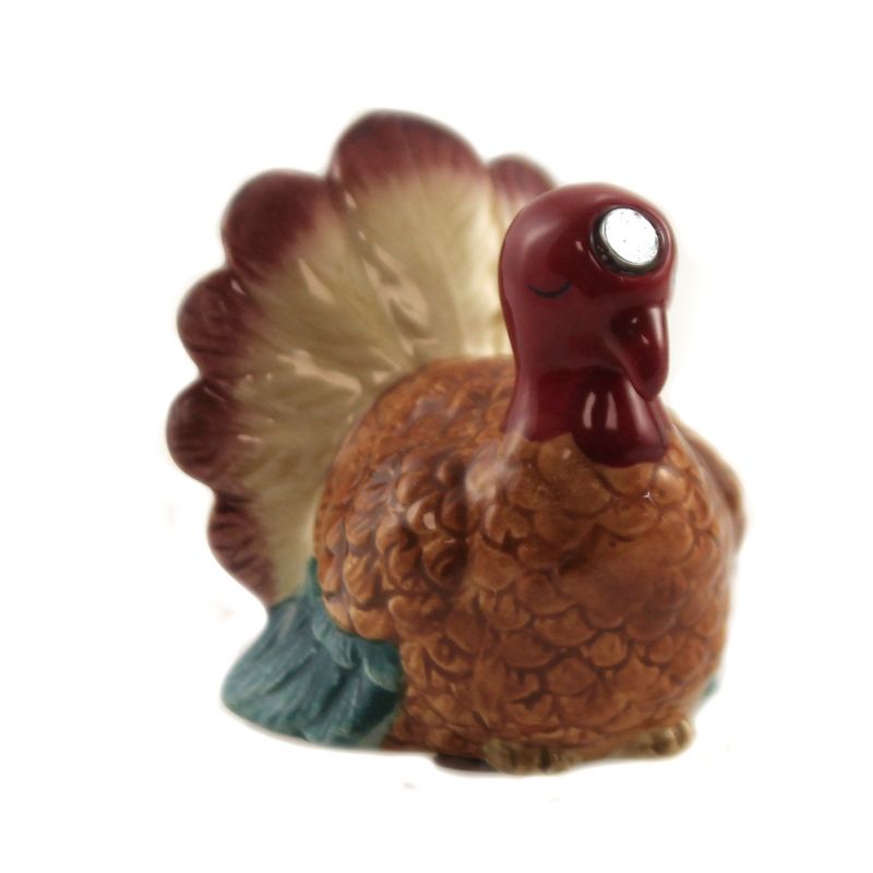 Tabletop 3.75" Turkey & Pilgrim Kissing Set/2 Salt Pepper Thanksgiving Pacific Trading  -  Salt And Pepper Shaker Sets