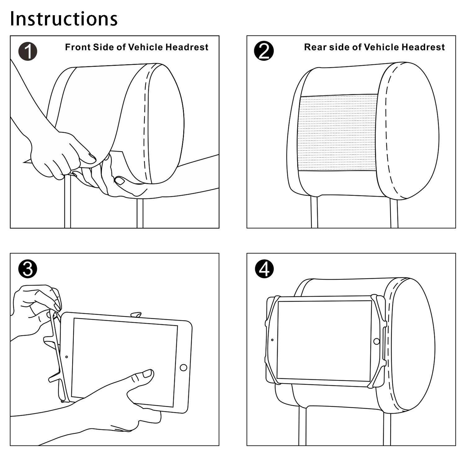 WANPOOL Car Headrest Mount Holder for 7-10.5 Inch iPad and Tablets