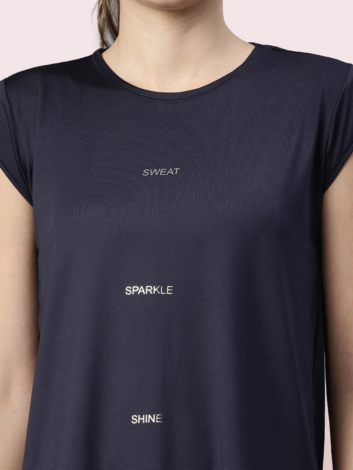 Enamor Navy Relaxed Fit Crew T-Shirt