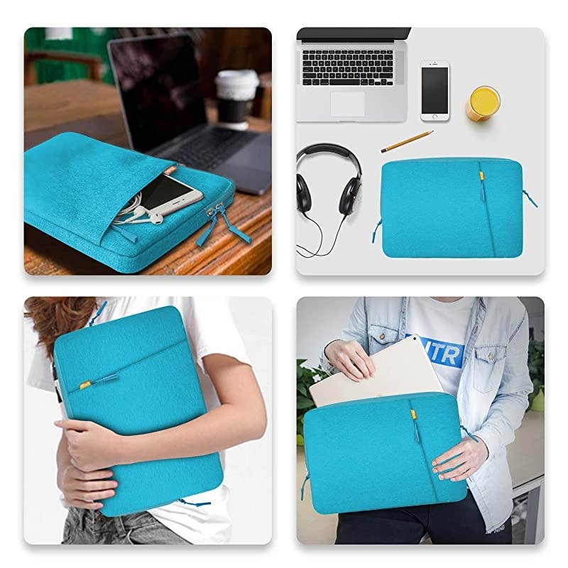 Laptop Sleeve Compatible for 133Inch Notebook Tablet iPad Tab Compatible with 13 MacBook Pro and MacBook AirWaterproof Shock Resistant Bag Case with Accessory Pocket Blue