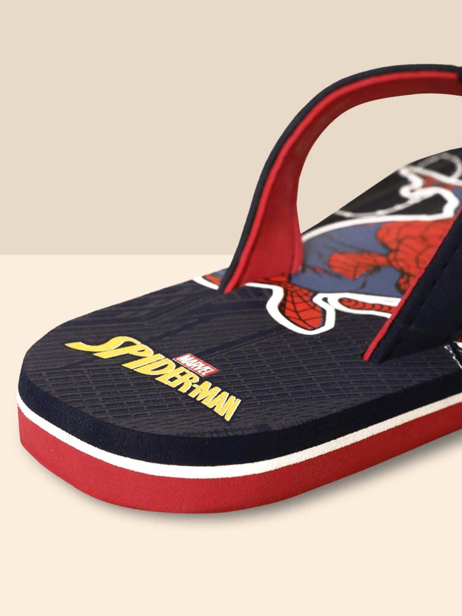 Kidsville Spiderman Printed Navy & Red Flip Flops