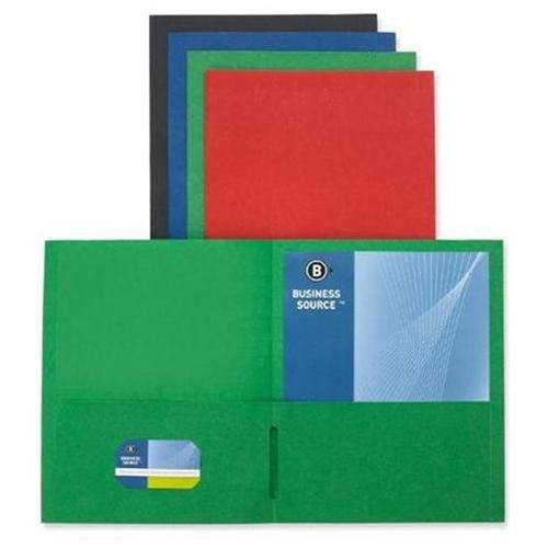Business Source 2-Pocket Folders 125 Sht Cap Letter 12"x9" 25/BX AST 78502