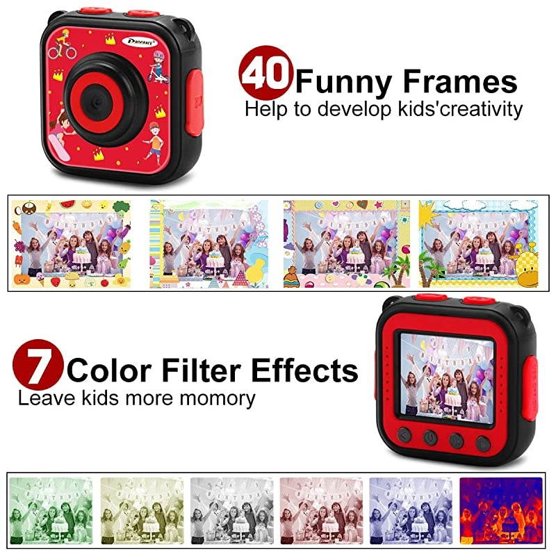 Children Kids Camera Waterproof Digital Video HD Action Camera 1080P Sports Camera Camcorder DV for Boys Birthday Learn Camera Toy 1.77'' LCD Screen(Red)