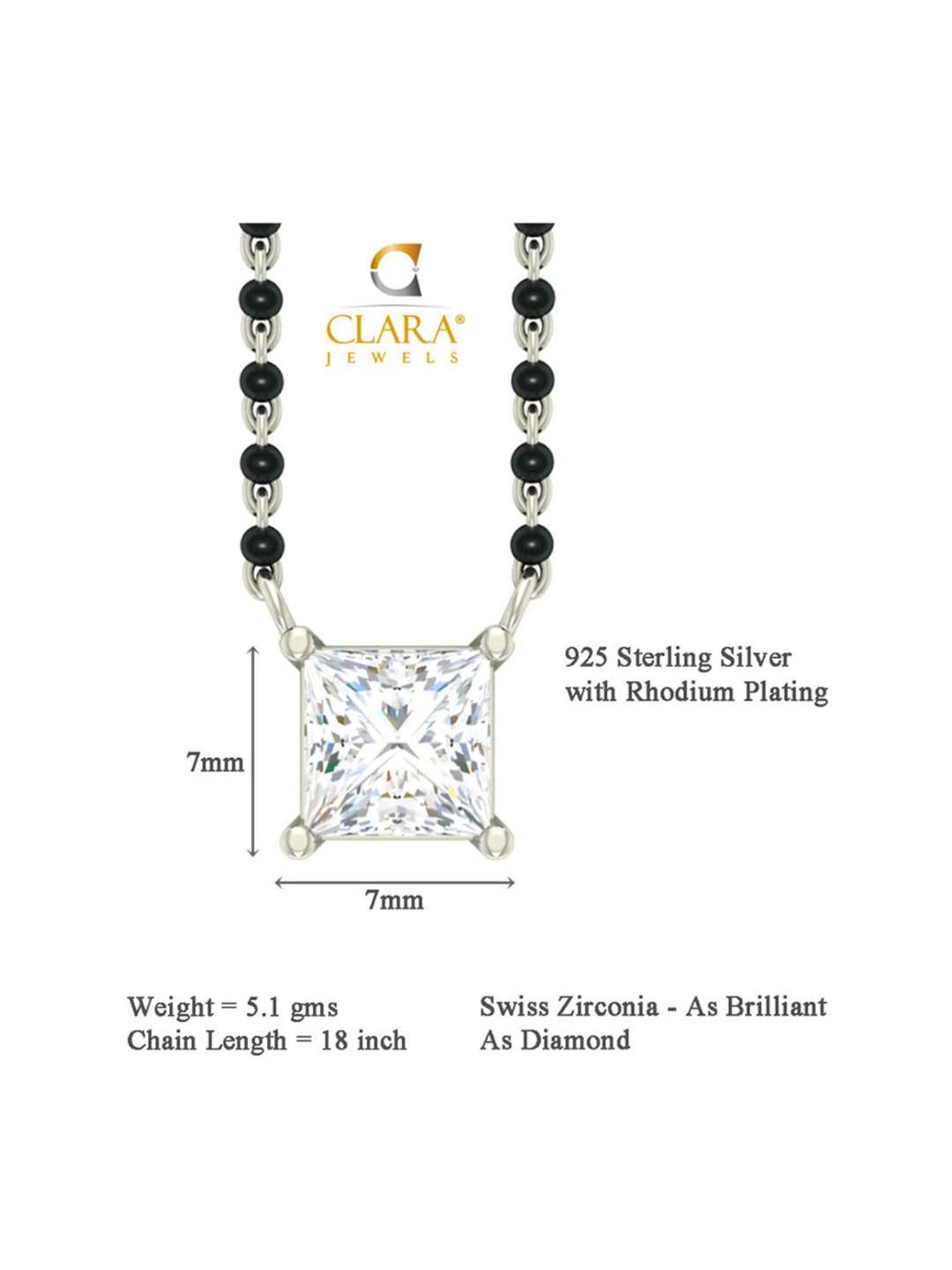 March by FableStreet 92.5 Sterling Silver Floral Mangalsutra for Women