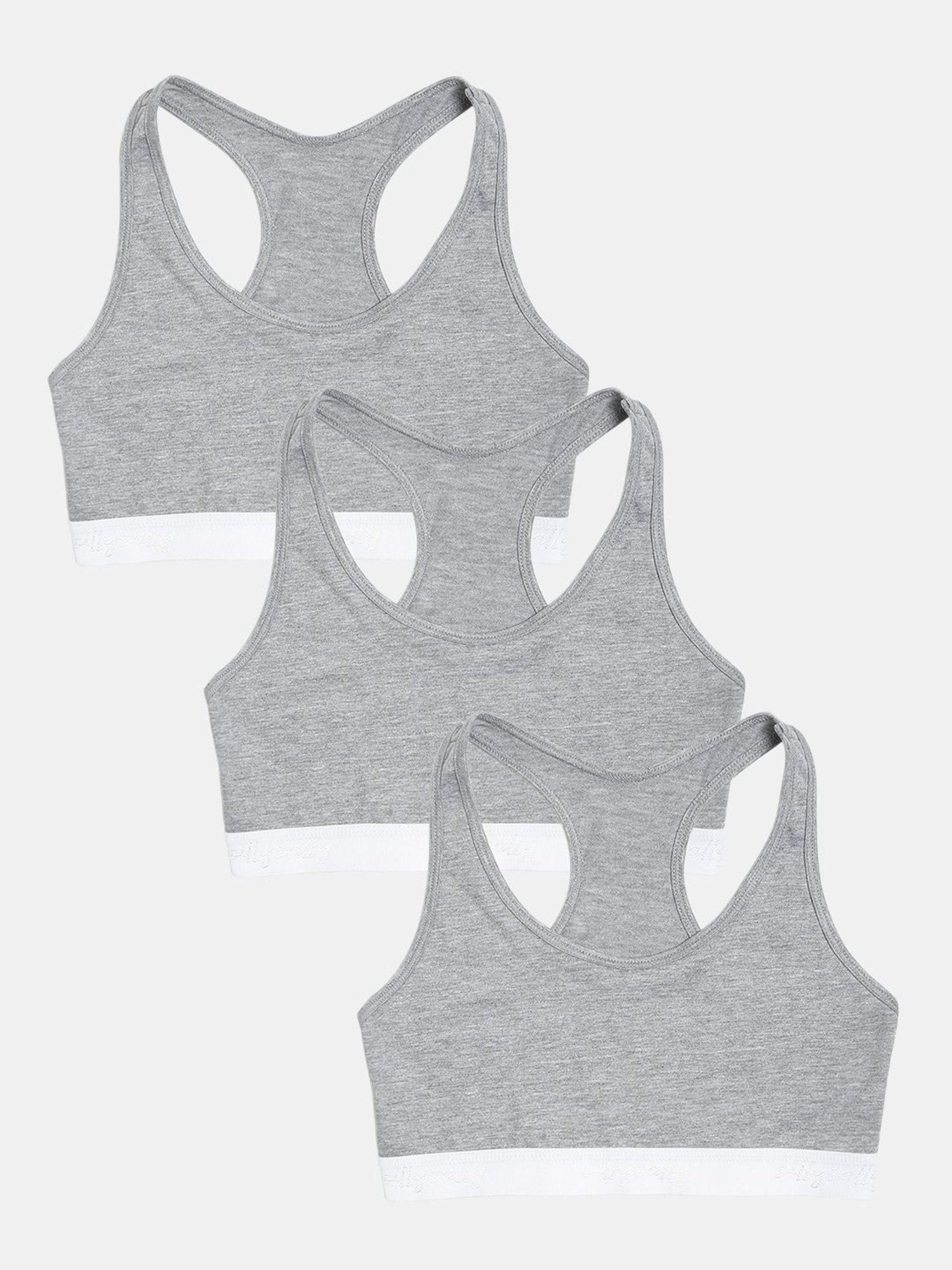 Sillysally Kids Solid Grey Bra (Pack Of 3)