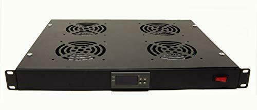 1U 19" Rack Mount Fan - 4 Fans Server Cooling System - Heat Monitor Display